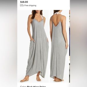 Nordstrom elan coverup black stripe maxi dress